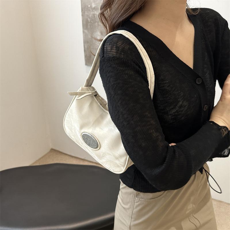 Простая и высококачественная сумка подмышкой на лето, новая ретро-текстура для поездок на работу, легкая роскошная повседневная сумка на одно плечо в форме полумесяца