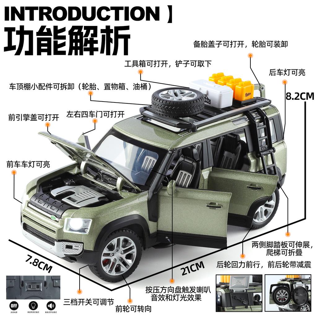 1:24 110 Off-road Model Guard Modified Edition Pull Back Sound and Light Boy Toy Gift Ornaments