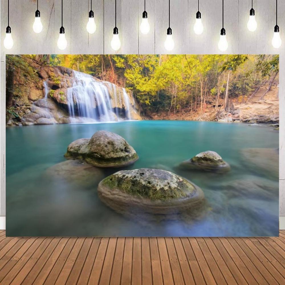 Forest Waterfall Photography Background Seaside Cave Natural Landscape Spring Summer Portrait shooting Home Decor Photo Backdrop8