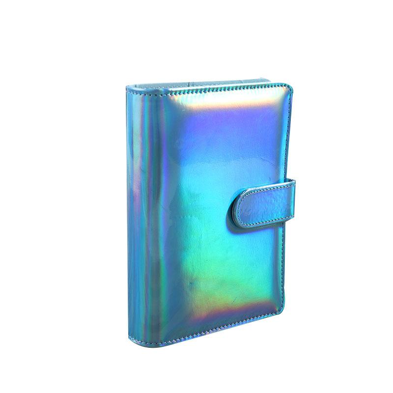 Hologram Binders A6 PU Leather Looseleaf Spiral Empty Holographic Notebook Binders Storage Budget Planners