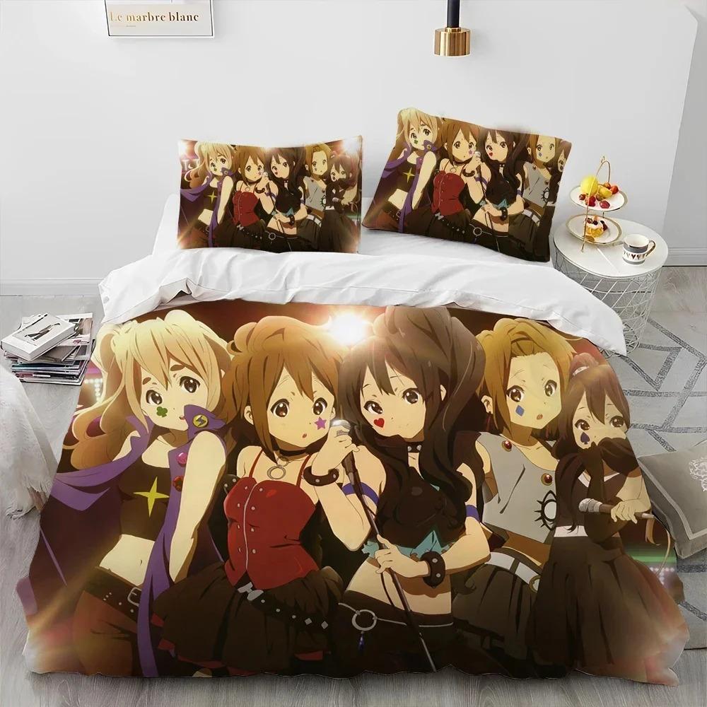 K-ON Кавайный Аниме Комплект Постельного Белья Для Девочек Для Спальни Мягкие Современные Покрывала Удобное Детское Детское Мягкое Пододеяльник Удобный Пододеяльник И