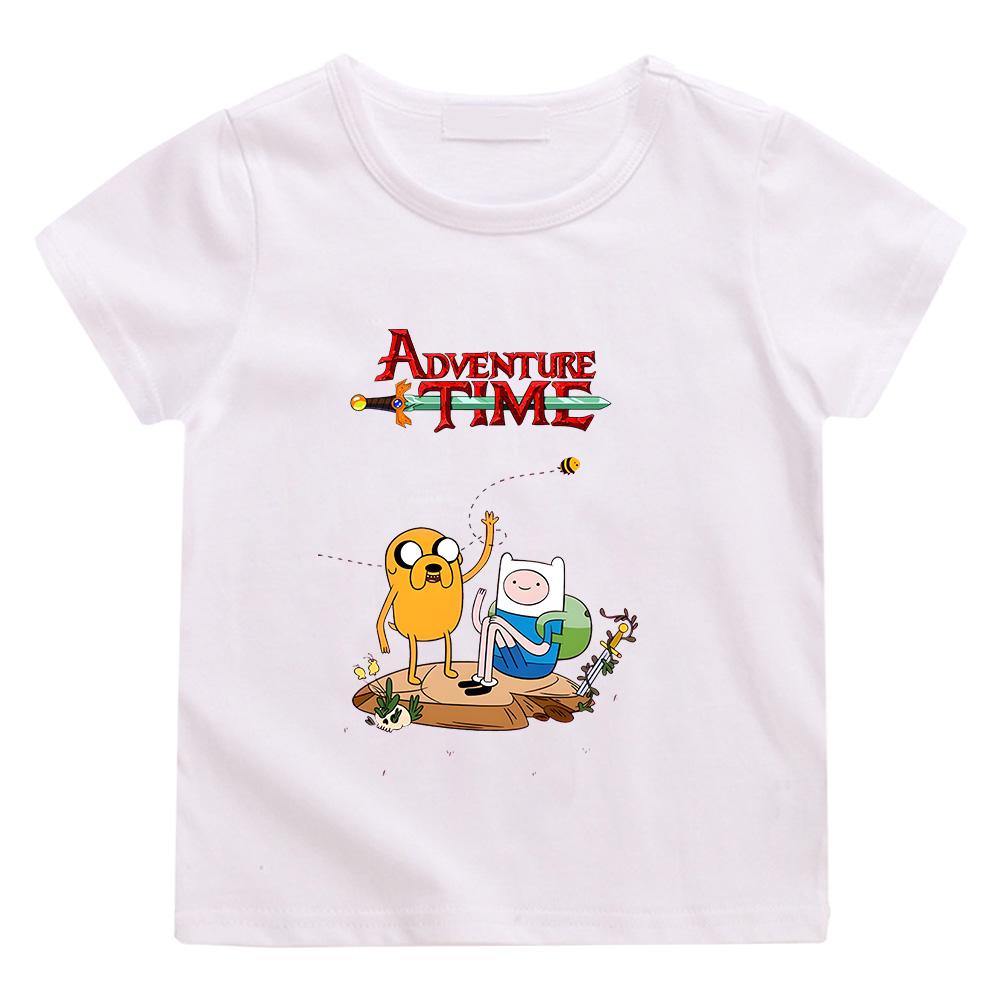 Adventure Time Summer Children's Clothing Cartoon Funnny Tee-shirt High Quality O-neck Tops Kids Short Sleeve Loose Cute Tees 100%Cotton Anime T-shirt