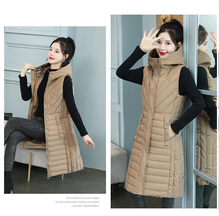 Осенне-зимняя женская однотонная ветрозащитная теплая жилетка без рукавов с капюшоном на талии, женская куртка без рукавов