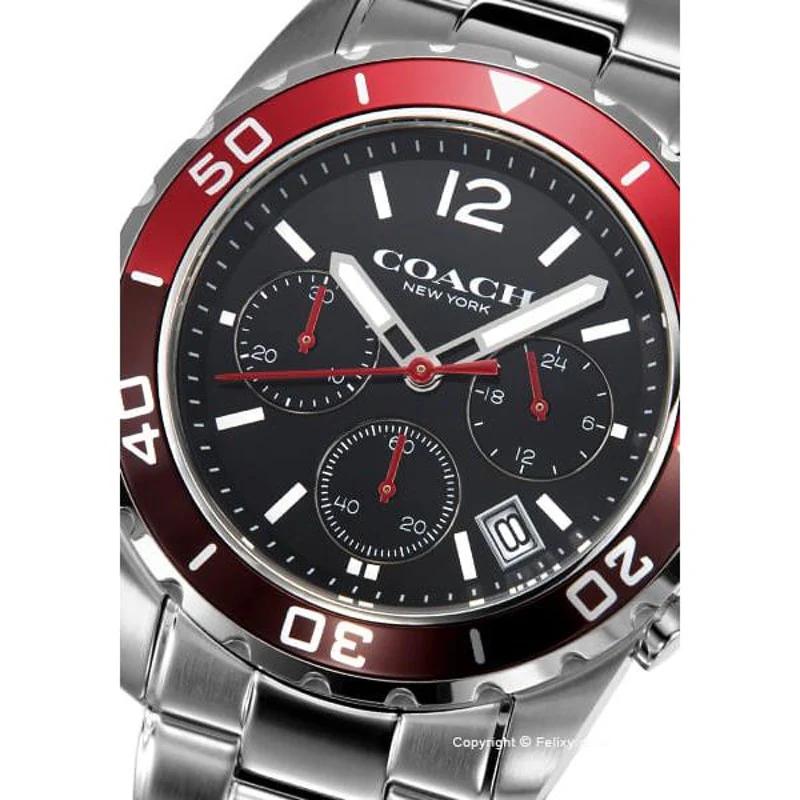 Coach Мужские часы Kent с черным циферблатом и браслетом из серебристой стали - 14602556