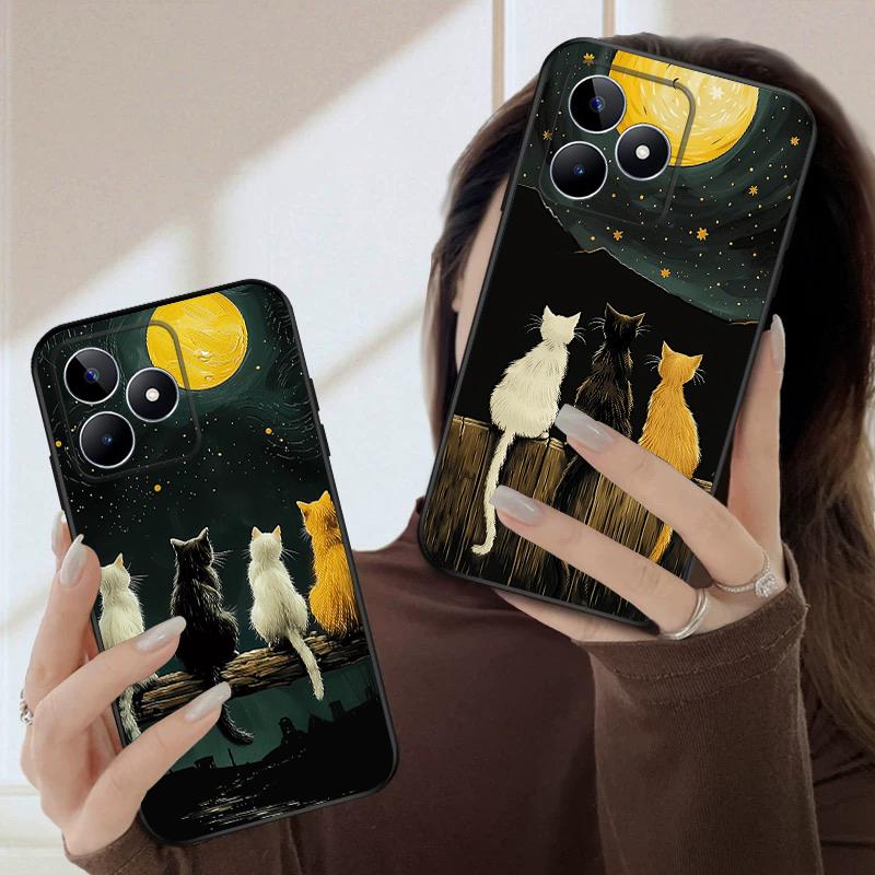 Фоновый Кот Для Oppo Realme 11 12 12X 14 Pro Plus 8 C55 C63 65 67 75 51 53 GT 2 7 Neo 3 5 SE 7 50 силиконовый мягкий чехол для телефона