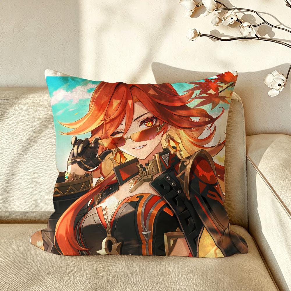 Game GGenshinIImpact Cushion Cover Pillow Case Antidustmite Pillowcase Silky Short Plush Sofa Cushion Cover hot