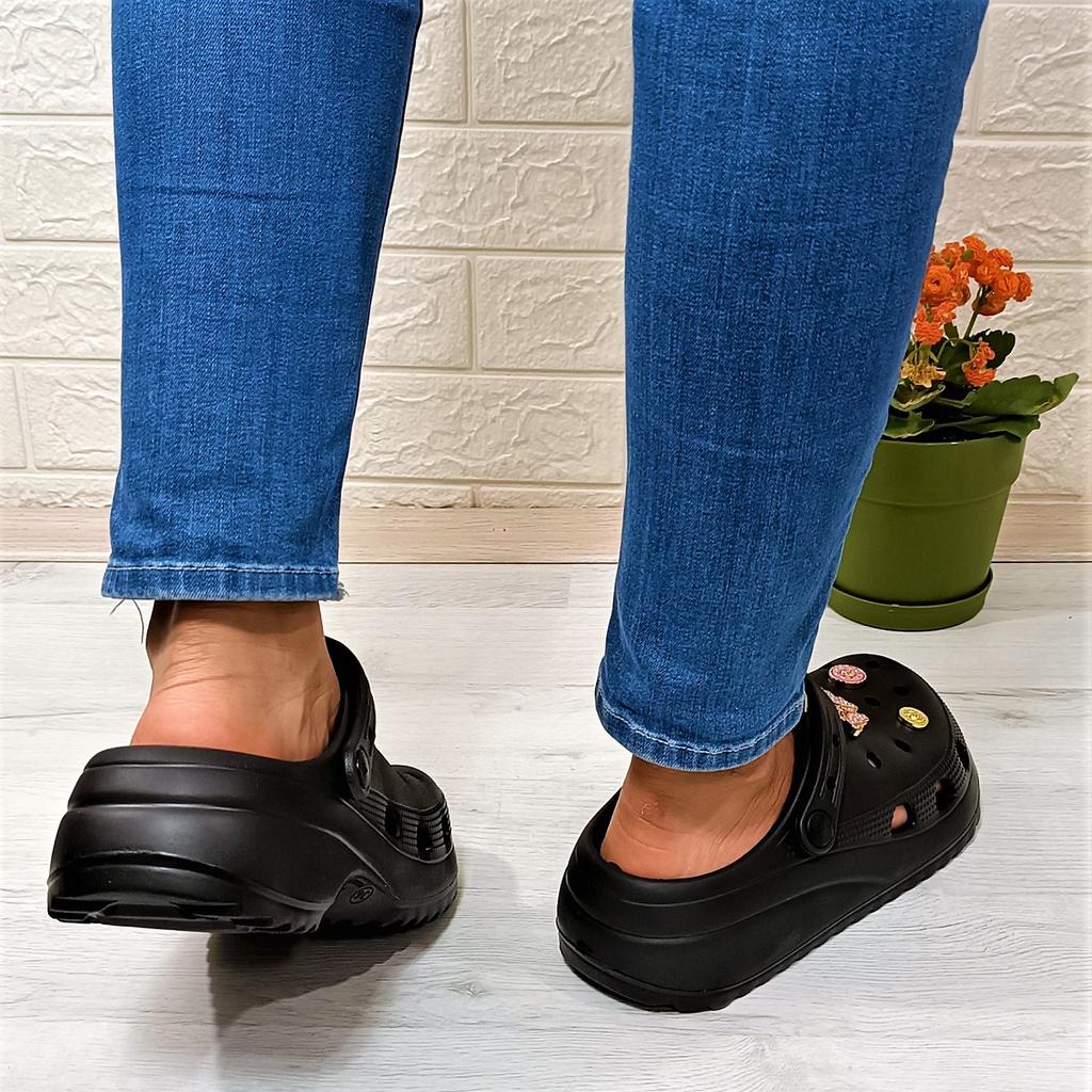 Sonimix 12901 Женские тапочки на толстой подошве с черным камнем