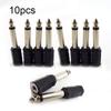 10pcs Connectors  6.35mm 1/4" Mono Plug To 1/8" 3.5mm Jack Female Audio Converter Adapter for Headphone Microphone