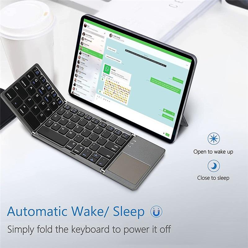 Портативная складная мини-клавиатура Bluetooth с тачпадом для Windows Android IOS Планшета iPad Телефона