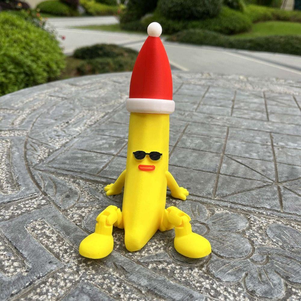 Multi-Jointed 3D Printed Banana Toy Movable Banana Shaped Figurine Toy Parent-children