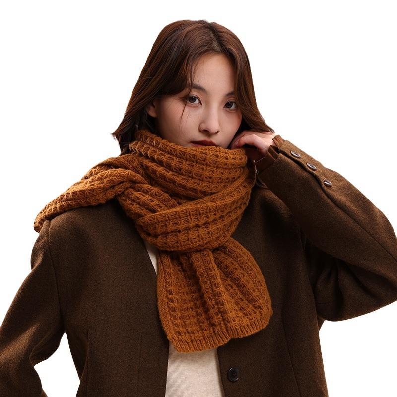 Red Scarf For Women 2024 New Winter Yarn Versatile Korean Version High-End Feeling Birthday Gift Couple Knitted Scarf