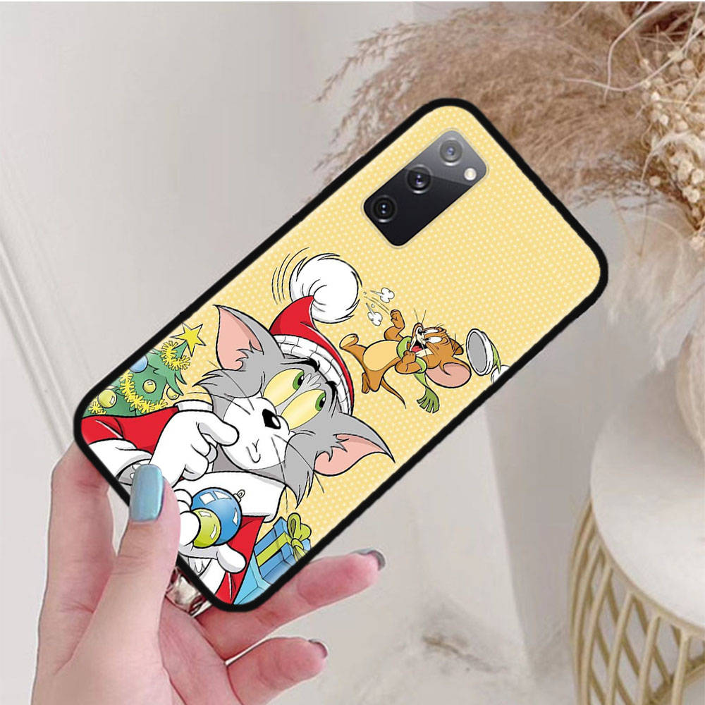 Черный чехол для Xiaomi Poco X6 X4 M5 M6 F5 F6 C65 C55 C50 C51 C40 Pro Redmi 14C A3X 13C 12C 11T 10A 9C Note 7 6 8A Plus C-46 Tom Jerry Cat Cartoon