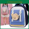 Nylon Preschooler Color Block Backpack With Cartoon Animal Pendant Small Bag