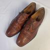 Vintage 80s A Testoni Old Logo Semi Brogue Straight Tip Leather Shoes Size 11 Brown(USED)