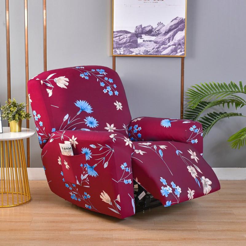 Elastic Full Cover Recliner Chair Slipcover Single Seater Sofa - Thick Fabric Dustproof Protector With Printed Patterns