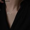S Letter Pin Necklace for Women Micro-Inlaid Zrcon Simple Temperament Choker Light Luxury Jewelry