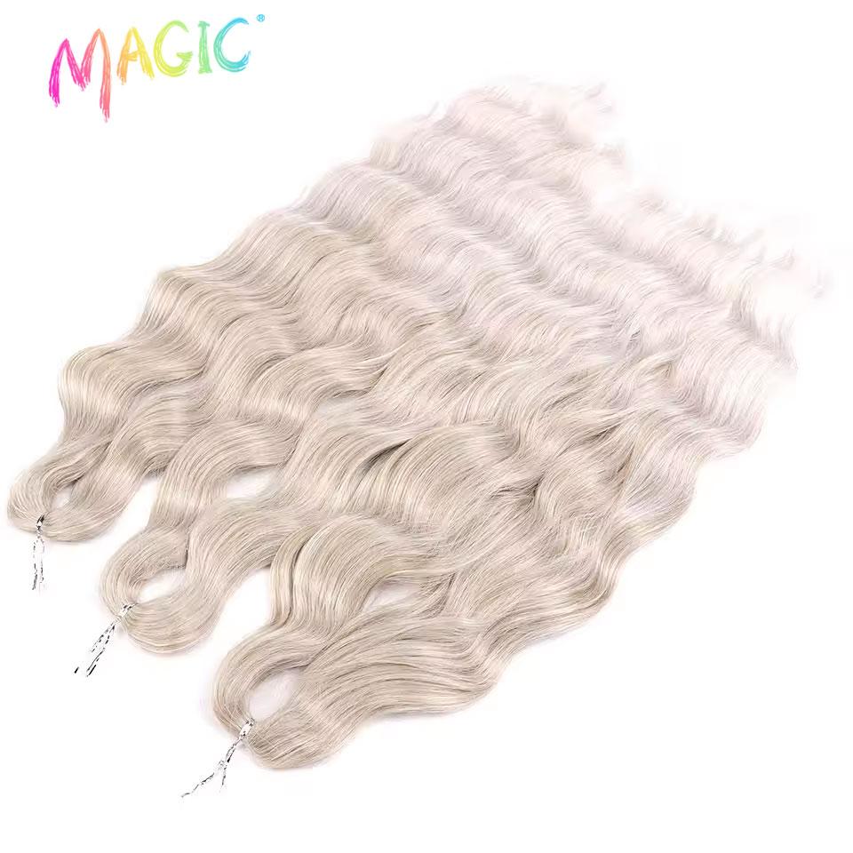 Magic 24 Inch Light Ash Blonde Body Wave Crochet Hair Synthetic Soft Heat Resistant Braiding Hair Extensions For Women Daily Use