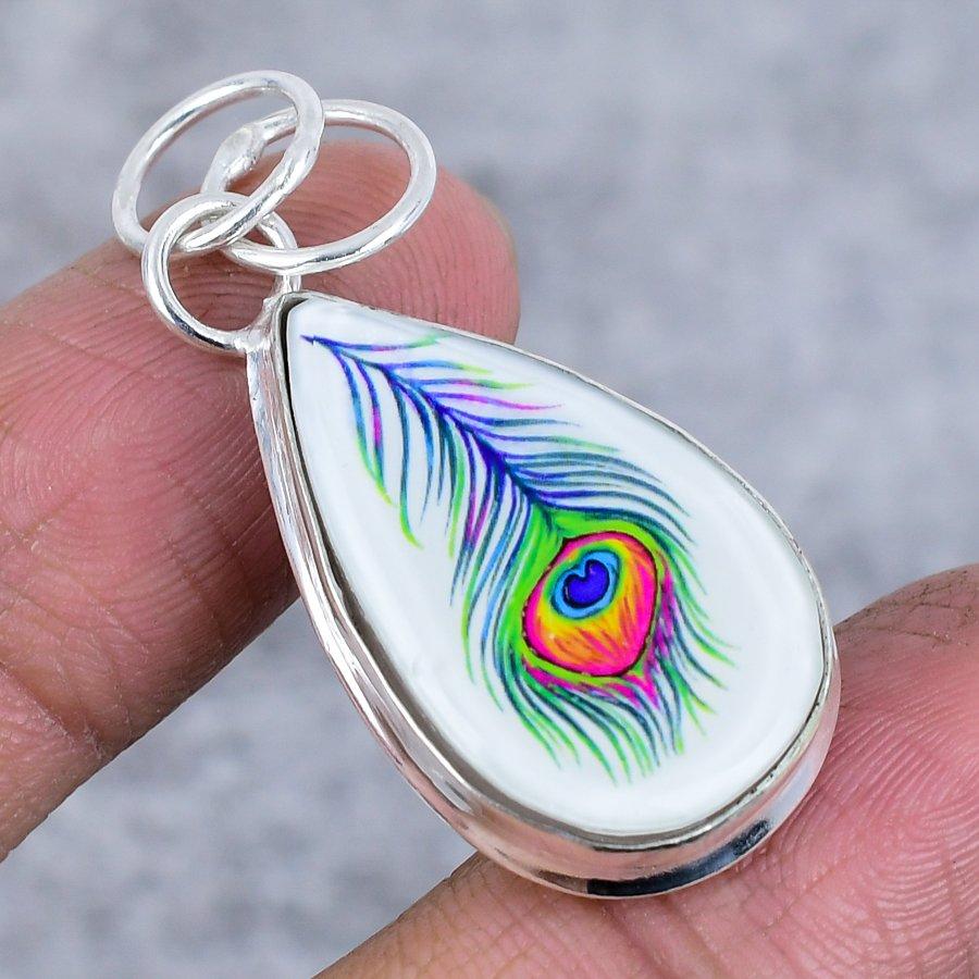 Подвеска из натурального стекла Dicorich из стерлингового серебра 925 пробы 1,85 дюйма r4R70