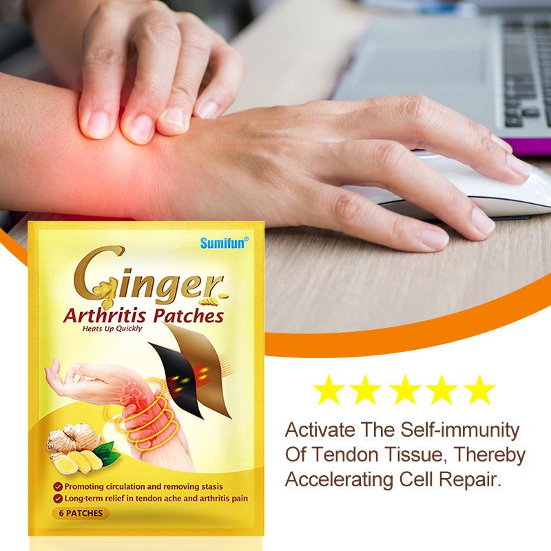 Sumifun 6 шт./упаковка пластырь для сухожилий с имбирем, черный самонагревающийся пластырь