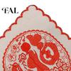 Traditional Paper Cut Embroidery 5Pcs Red Blessing Embroidered Doilies, Chinese Character Fabric Coaster, Square Decorative Holiday Gift for New Year