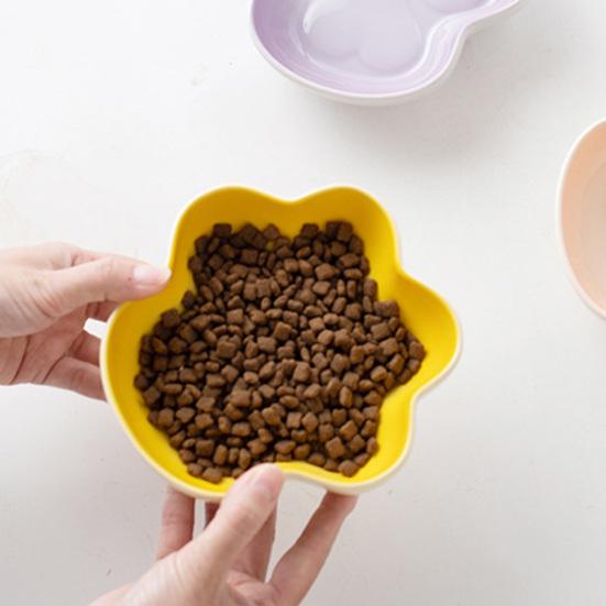Baizihuahu Керамическая миска в форме кошачьей лапы для кошек, Миска для корма и воды для котят, предотвращающая усталость усов, Безопасна для микроволновой печи и посудомоечной машины, Широкая неглубокая тарелка для питомцев