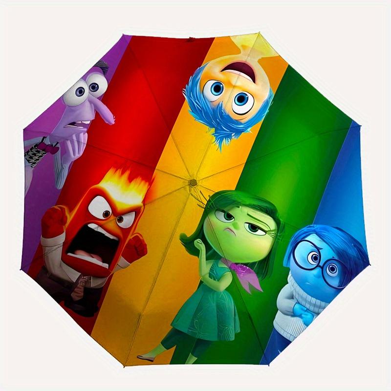 Disney Inside Out Manual Opening and Closing Umbrella - 37-Rib Reinforced Folding Design, Lightweight