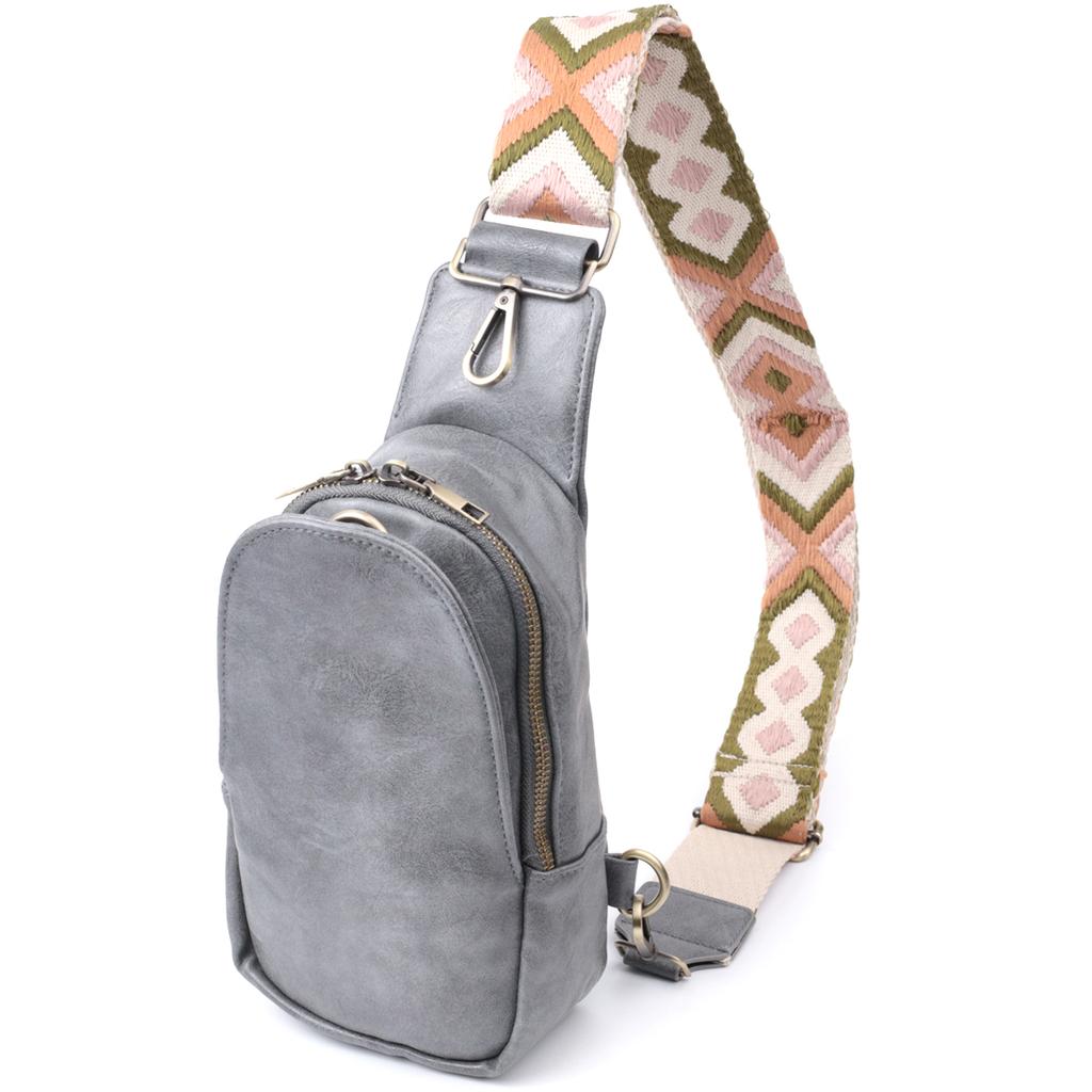 Модная сумка через плечо в модном цвете из экокожи VINTAGE Bag 22792 Серый