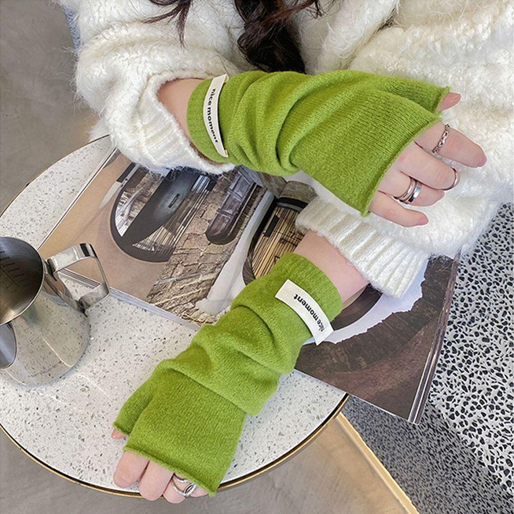 Arm Warmers Long Wrist Gloves Cashmere Elbow Mittens Korean-Style Knitted Gloves Girls Women