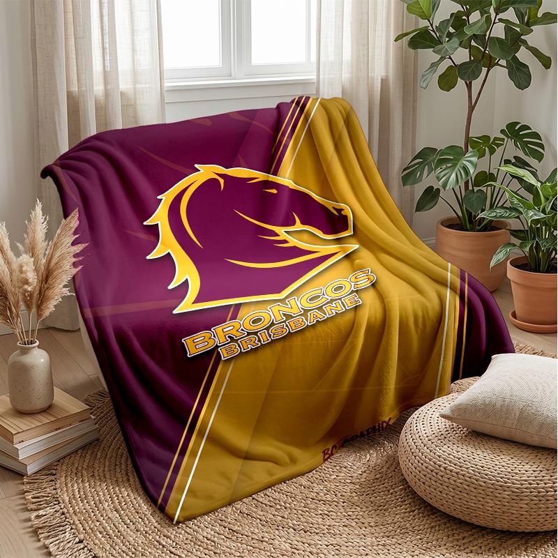 Brisbane Broncos Flannel Fleece Blanket Cozy Warm Throw Blanket For Couch Bed Travel All Season Use