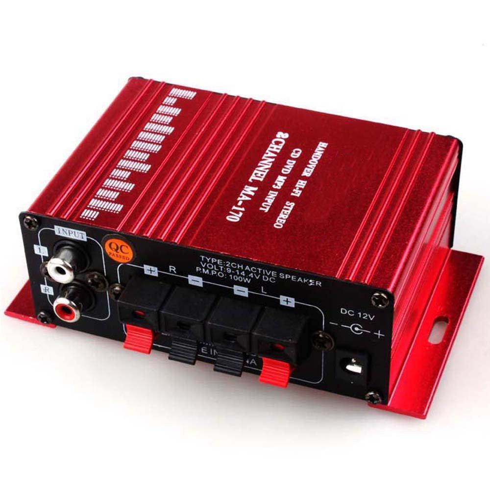 PolarLander MA170 Mini Small Amplifier Car Amplifier 2.0 20W Home Desktop Computer Amplifier HiFi Red