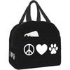 Сумка для ланча Peace Love Paw, термоизолированная коробка для ланча, водонепроницаемая многоразовая сумка-тоут для путешествий, работы, походов, пикника