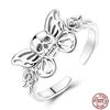 Free Size 925 Sterling Silver Ring Butterfly Sun Moon Sunflower Crystal Original Adjustable Rings for Women Wedding Jewelry Gift