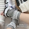 Double layered lace lace combed cotton pile socks for women in spring and autumn, comfortable, high elasticity, versatile, Japanese socks