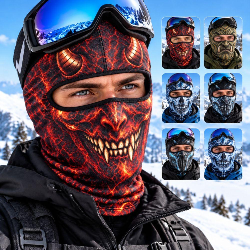 3D Printed Skull Demon Print Funny Ski Mask Full Coverage Novelty Headwear Outdoor/Cycling/Pranks