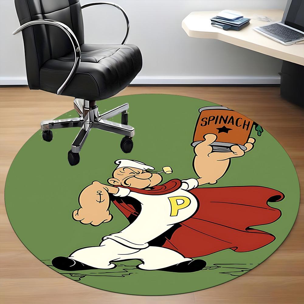 1pc Popeye Spinach Office Round Area Rug,Bedroom Living Room Home Decor, Room Deco a1016130