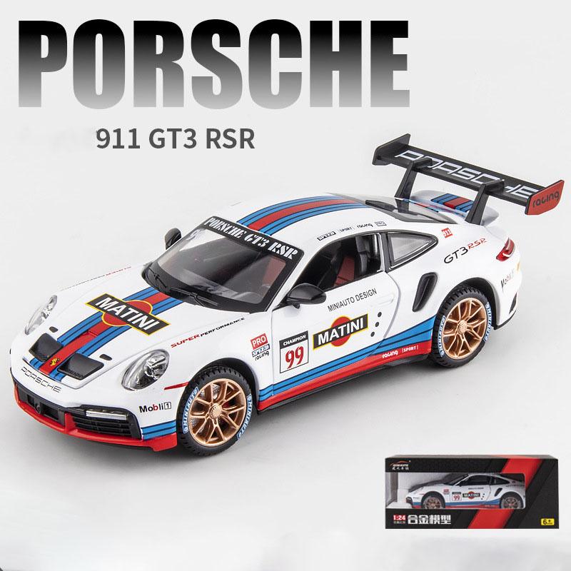 1/24 Scale 911 GT3 RSR Sports Diecast Car Model Toy, Pull Back Toy Vehicle with Sound and Light for Kids Toddler Boys Girls Gift Collection