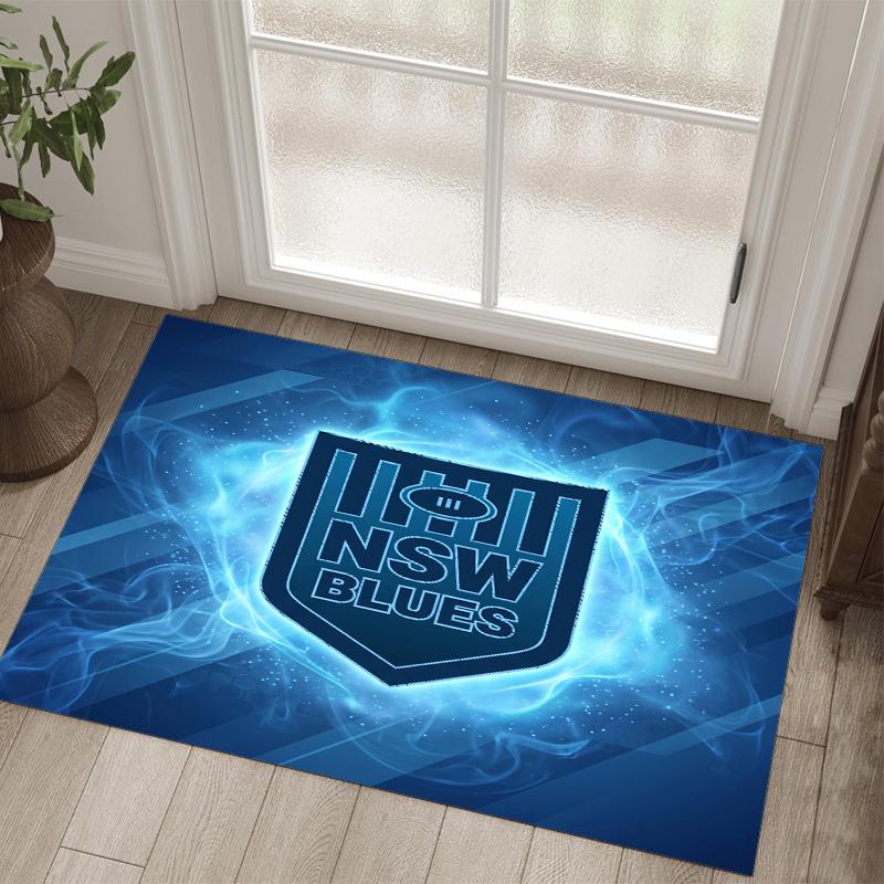 NSW Blues Design Crystal Velvet Carpet Cozy Non?Slip Printed Rug For Bedroom Living Room Entrance