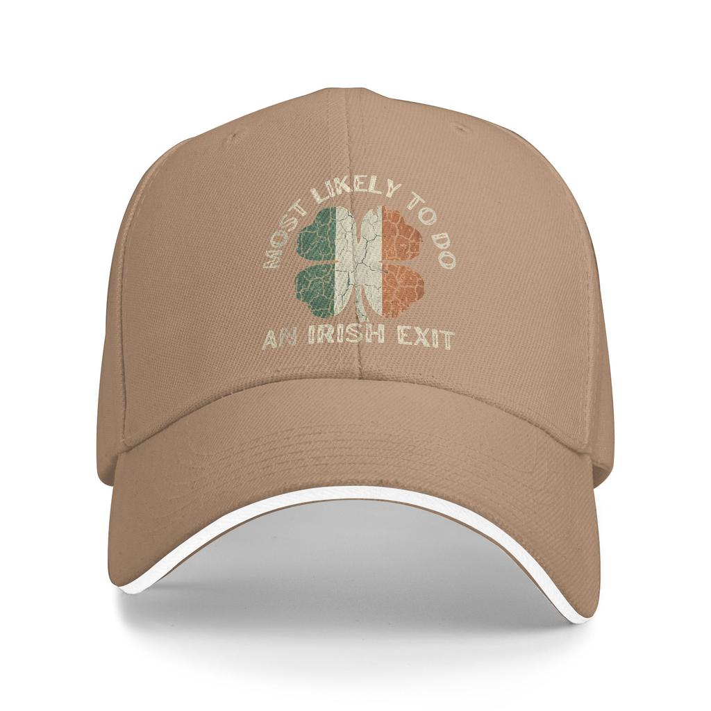 Most Likely to Do an Irish Exit Goodbye Funny St Patricks Casual Baseball Cap Summer Trucker Hat Sun Running Hippie Snapback Cap