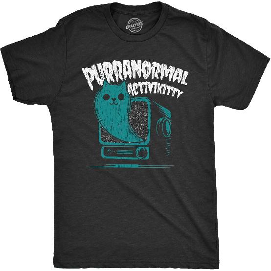 Halloween Mens Purranormal Activikitty Paranormal Cat Funny Tees
