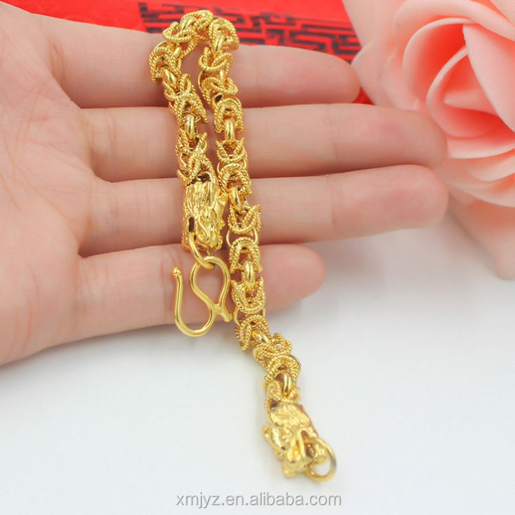 Dubai Jewelry Gold PlatedDouble Faucet Bracelet Atmosphere of the Same Gold Plated Bracelet Vacuum Plating Men and Women Jewelry