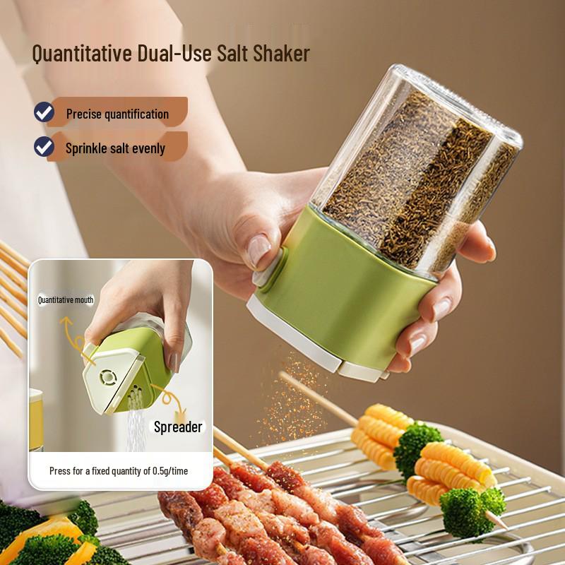 Dual-Use Salt & Spice Glass Jar for Kitchen Seasoning