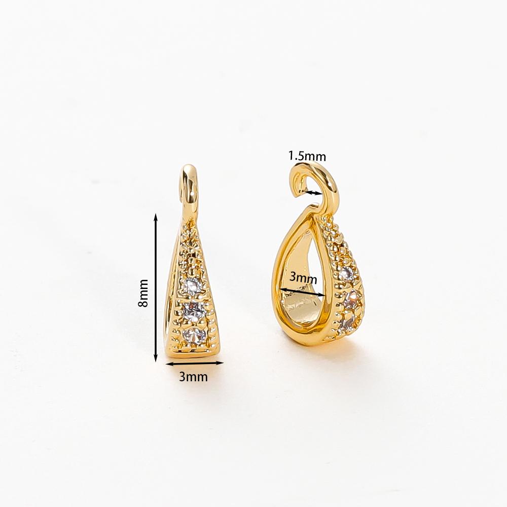 4PCS/lot 14K 18K Gold Color Plated Brass with Zircon Bale Pinch Clasp For Pendant Connector DIY Necklace Jewelry Making Findings