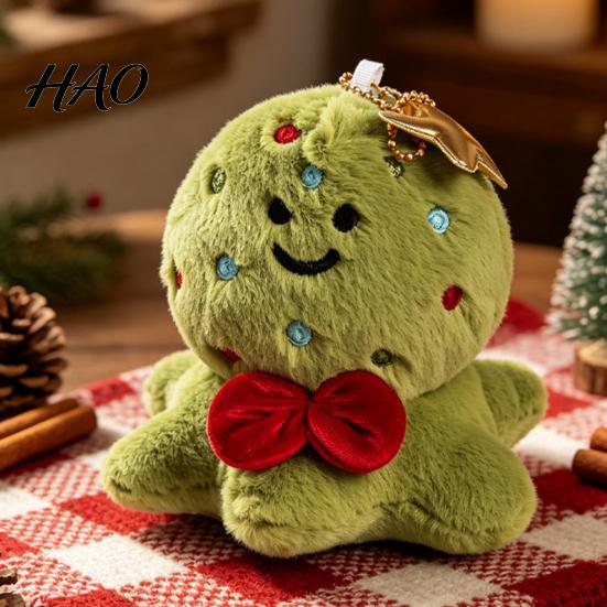 Festive Bag Decoration Christmas Plush Hanging Ornament, Santa Gingerbread Man Deer Snowman Stuffed Toy with Elk Pendant Loop , Tree Mantel