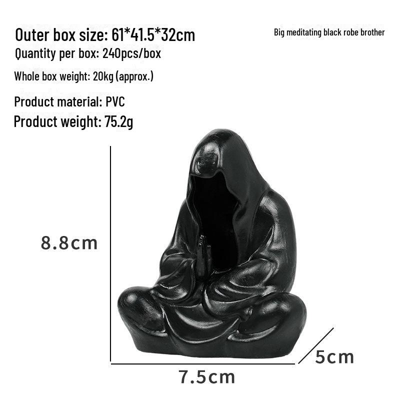 Black Gothic Robe Desktop Ornament - Mysterious Lord Design for Desk and Car Crafts