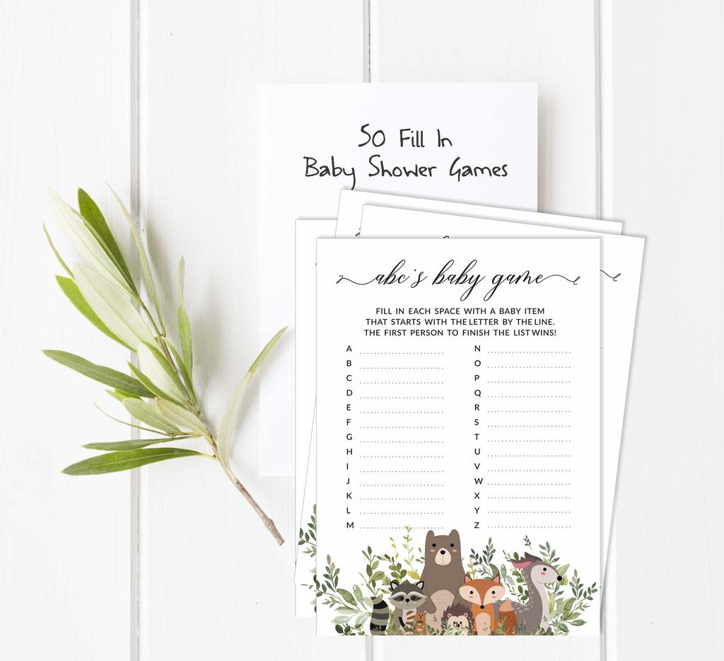 Inkdotpot Листья и Животные Набор Игр для Детского Праздника 50 Штук BabyA  AlphabetA  ABCA  Игра Гендерно Нейтральная Вечеринка