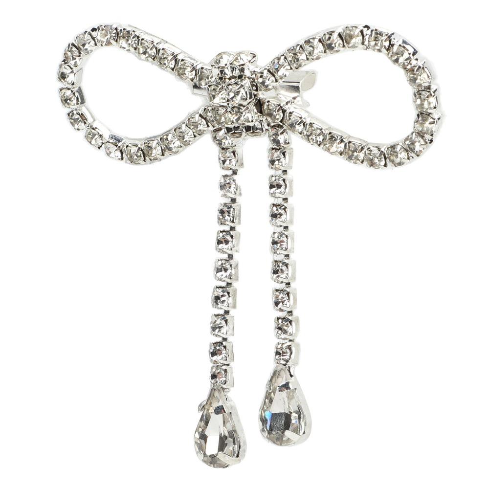 2pcs Shiny Finish Rhinestone Bow Brooch Tassel Design Tassel Brooch Pin Shiny Bow Brooch Daily Wear