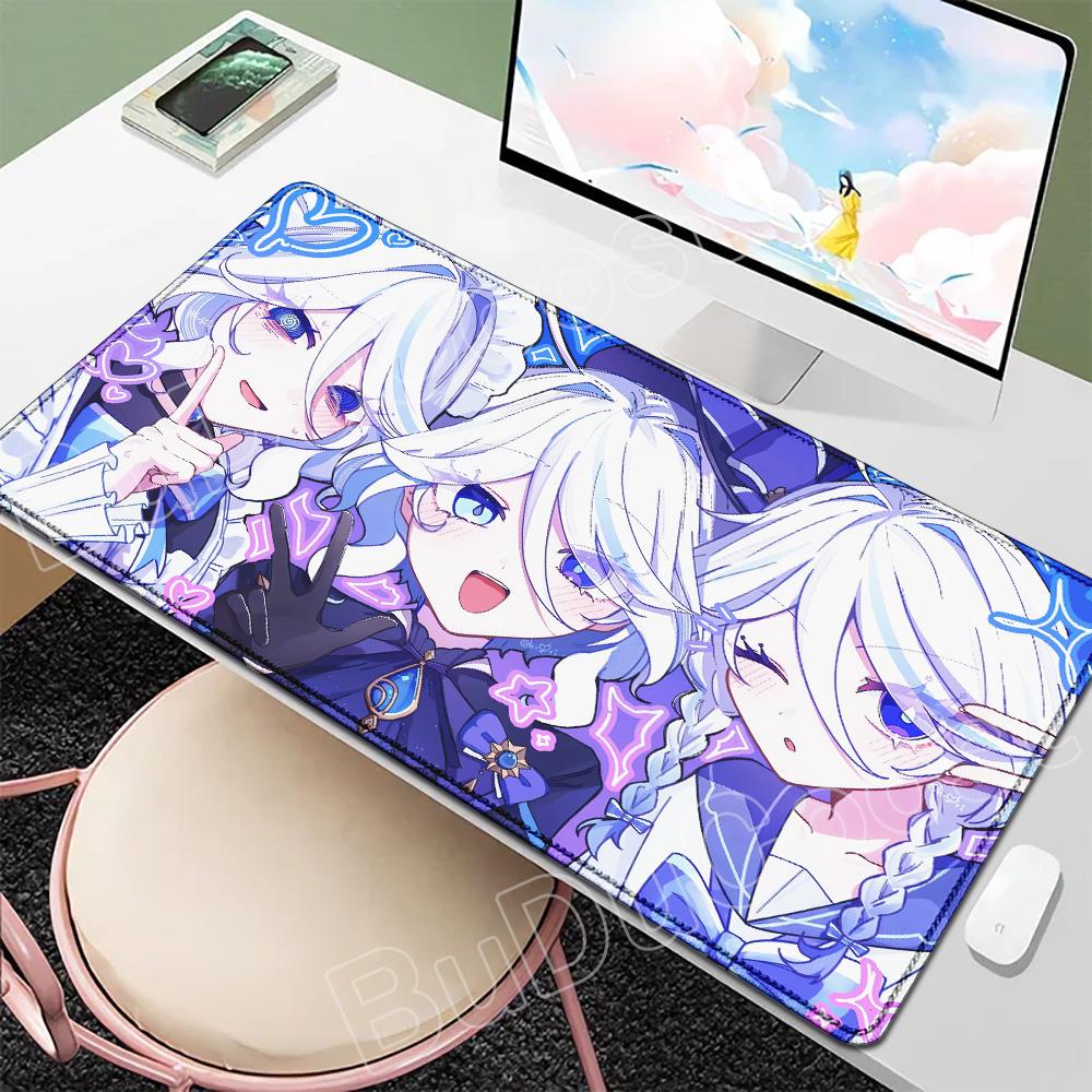 Новые обои Игрок Genshin Furina Коврик для мыши Аниме Игровой коврик для мыши HD Печать Настольные коврики Резиновый настольный коврик XXL Коврики для стола
