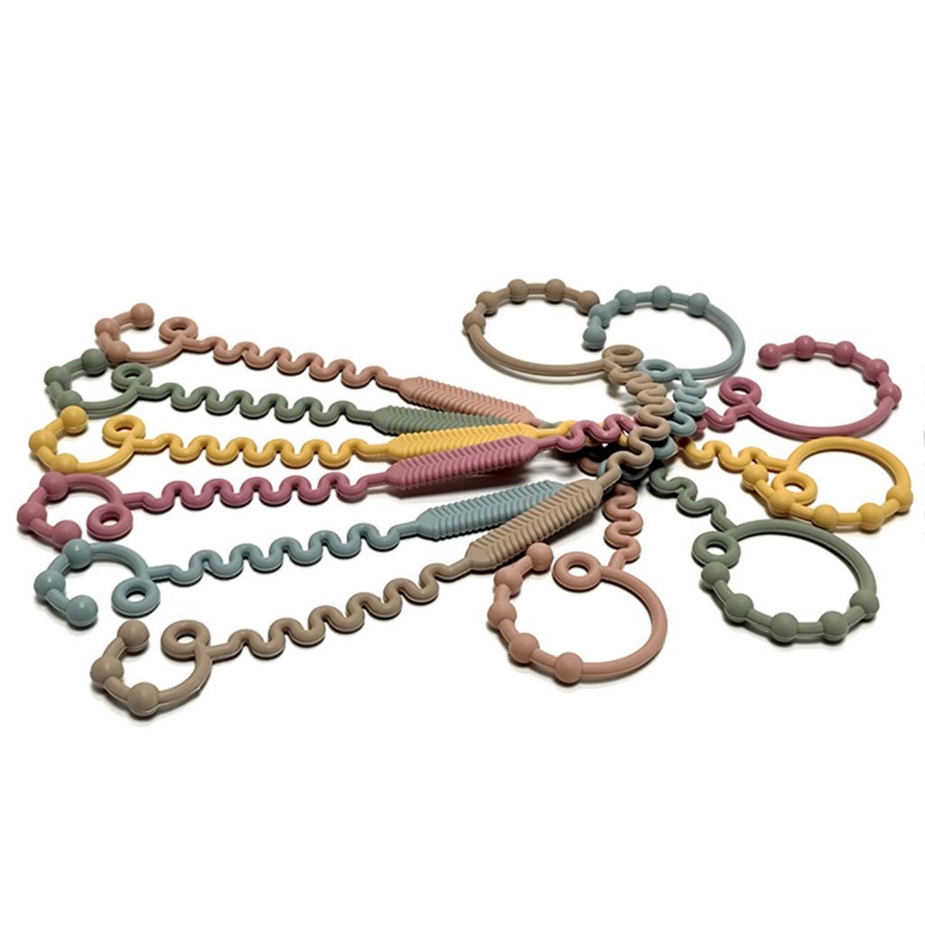 Food Grade Silicone Teether Hold Cup Catcher Toy Seat Belts Drinking Cup Holder Strap for Pushchair High Chair Car Seat