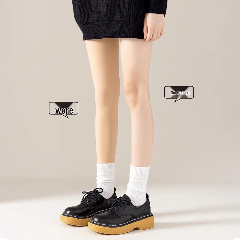 Суперплотные флисовые колготки-леггинсы с петлей на пятке телесного цвета - Женские базовые колготки для осени/зимы (400г)