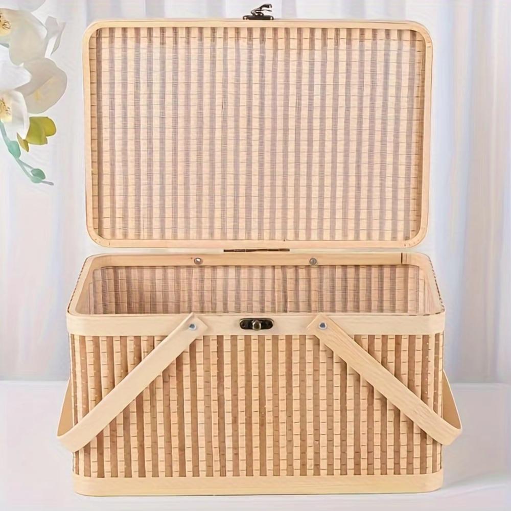 Chinese Style Moon Cake Box Vintage Bread Storage Basket Bread Organizer Egg Container Camping